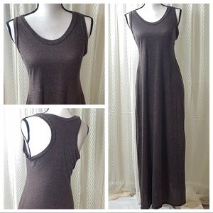 Robin K Maxi Dress M sleeveless Taupe Brown
